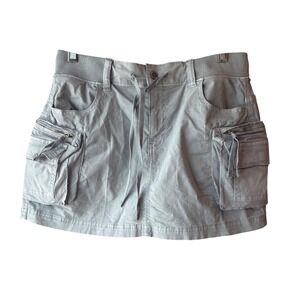American Eagle Cargo Mini Skirt Skort Blue Gray Utility Y2K Stretch Size 4 Long
